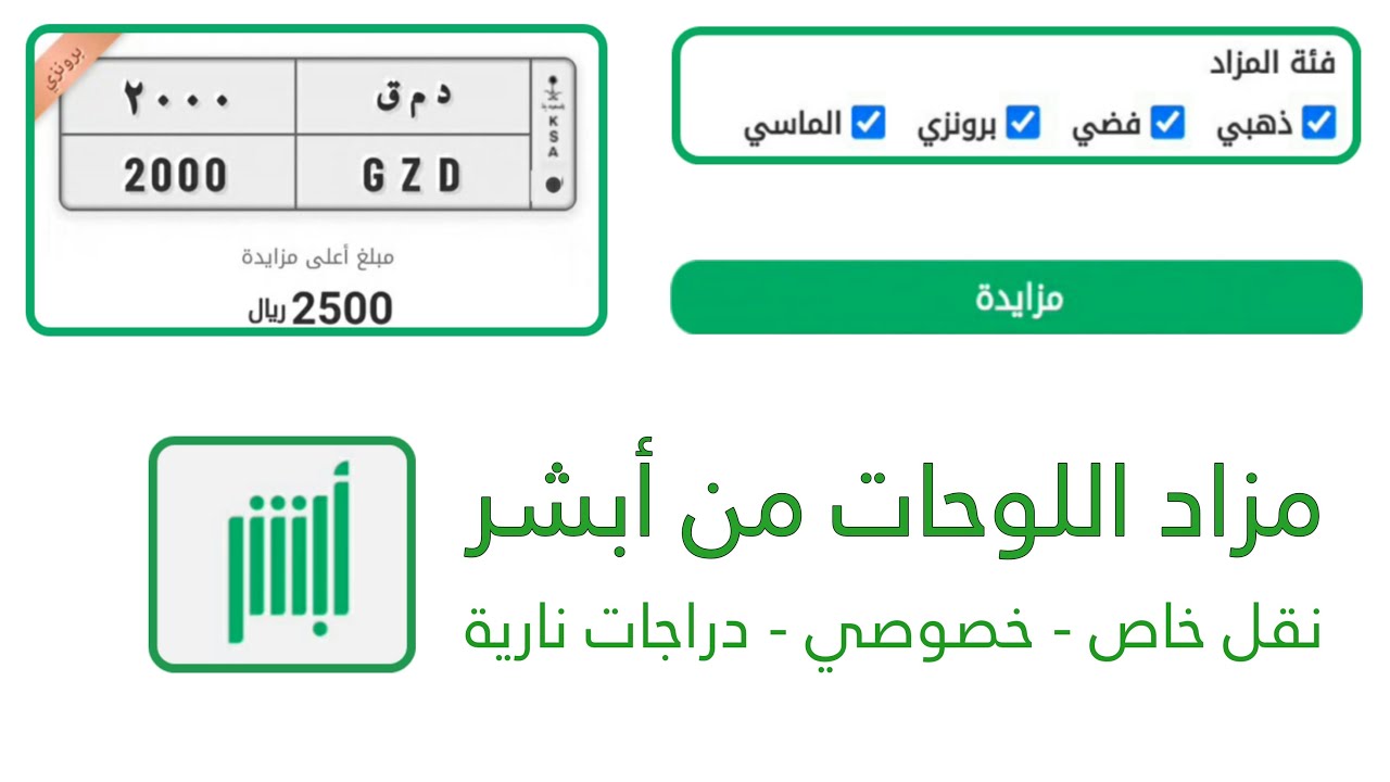 الدخول علي مزايدة اللوحات المميزة عبر ابشر