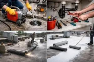 حل احترافي لتسليك المجاري بالخرج للانسداد والروائح مع حماية كاملة بعزل الأسطح