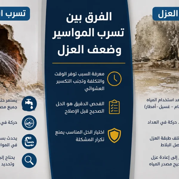 الفرق بين تسرب المواسير وضعف العزل